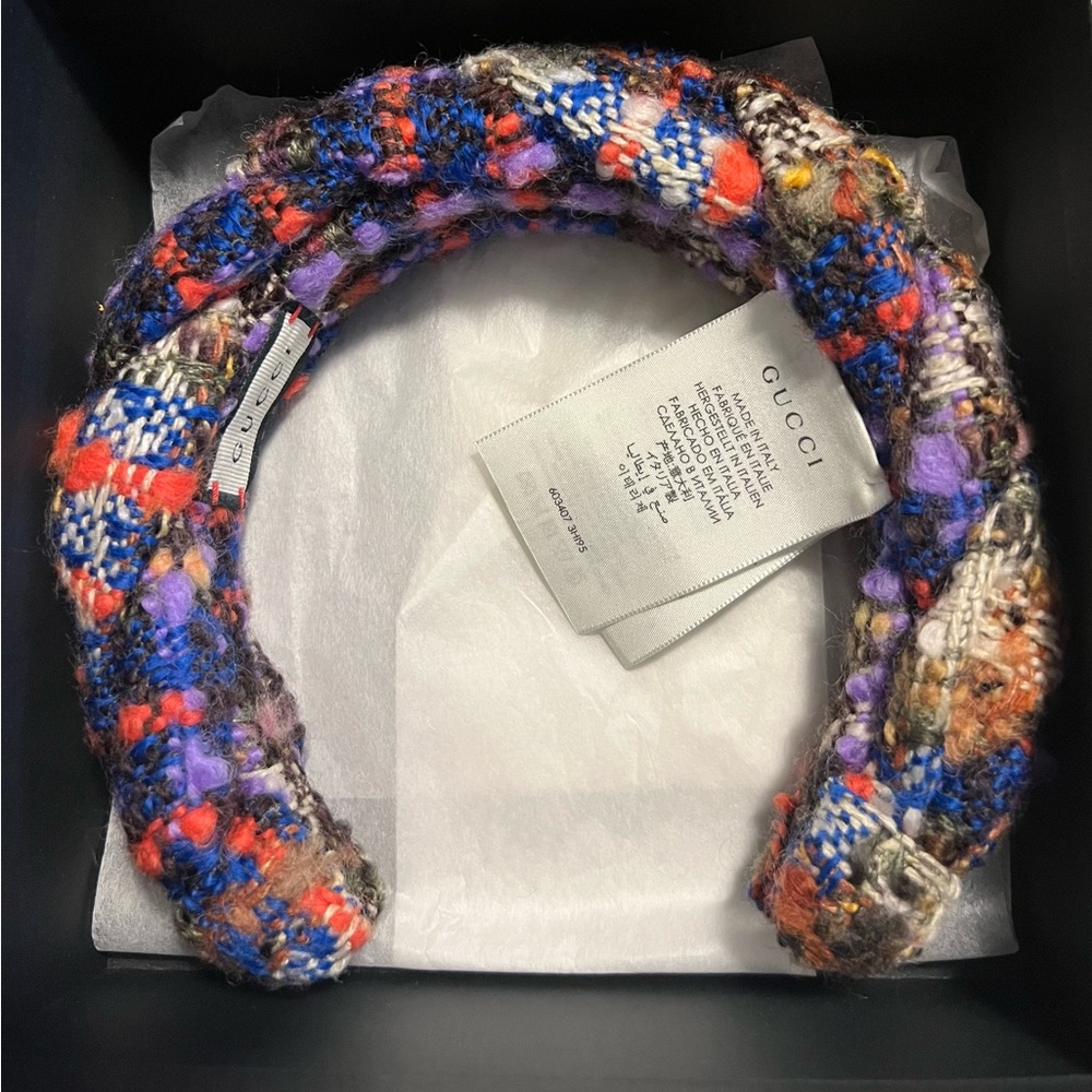 NIB Authentic Gucci Armonia Tweed Braided Headband in Purple